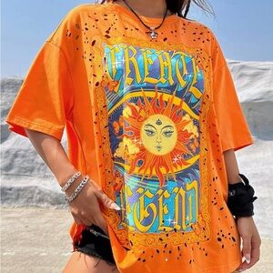 ⭐️ 2 for $15. SHEIN Orange Sunburst Graphic Tee